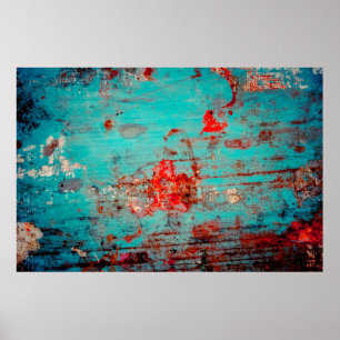 Grunge background of turquoise. Blokken, uitstrijk Poster