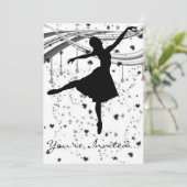 Grunge Ballerina uitnodiging (Staand voorkant)