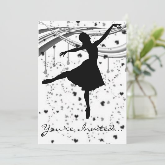 Grunge Ballerina uitnodiging (Staand voorkant)