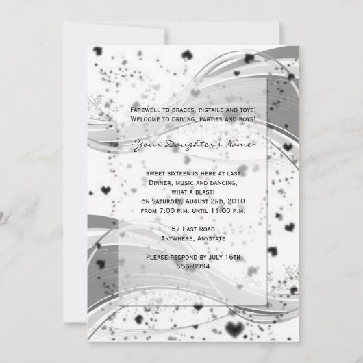 Grunge Ballerina uitnodiging (Achterkant)