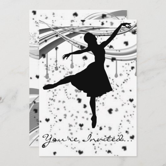 Grunge Ballerina uitnodiging (Voorkant / Achterkant)