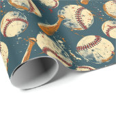 Grunge Baseball Clash Cadeaupapier (Rol Hoek)
