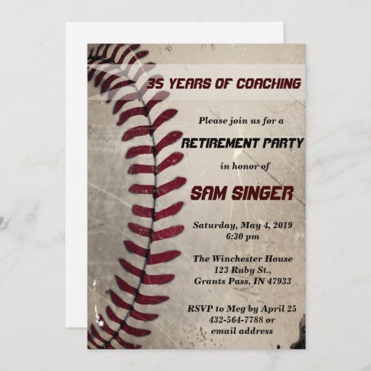 Grunge Baseball Coach Verjaardag Kaart (Voorkant / Achterkant)