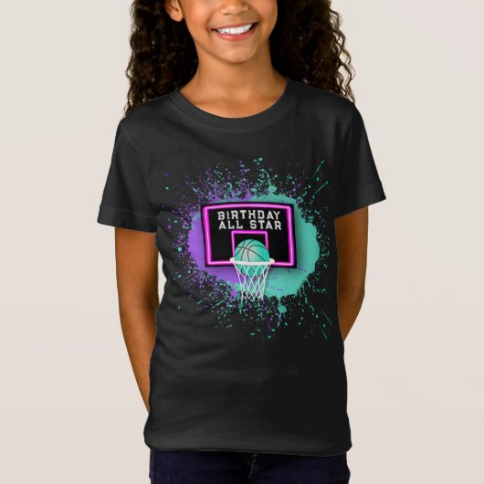 Grunge Basketbal Paint Splatter Verjaardag All Sta T-shirt (Voorkant)