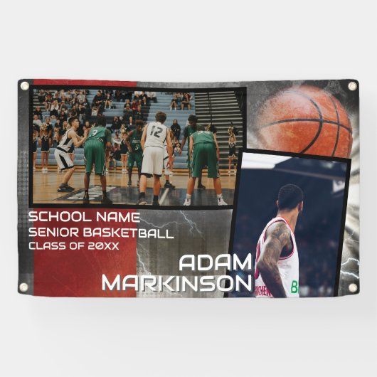 Grunge Basketball Senior Sport Banner (Horizontaal)