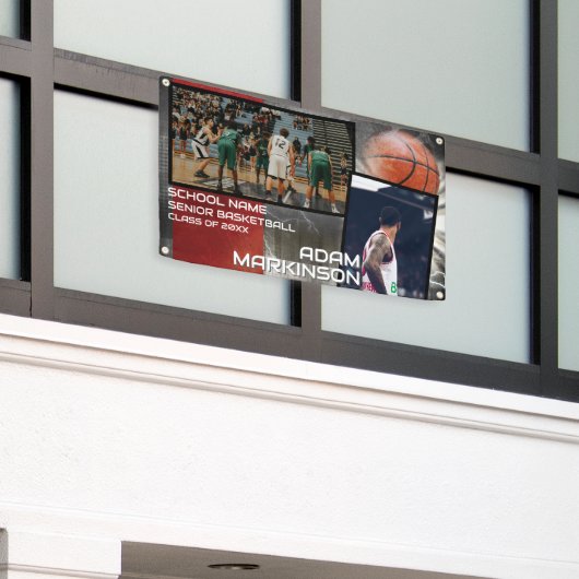 Grunge Basketball Senior Sport Banner (Buitenkant Gebouw)