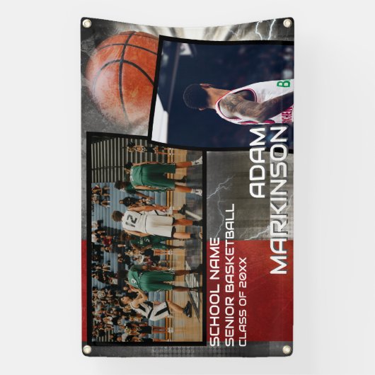Grunge Basketball Senior Sport Banner (Verticaal)
