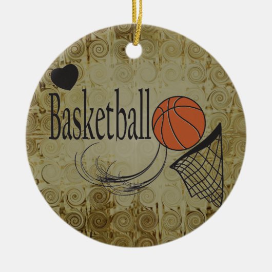 Grunge Basketball Sport Keramisch Ornament (Voorkant)