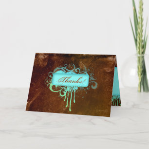 Grunge Bedankt Kaart Bloem blauw Bruin