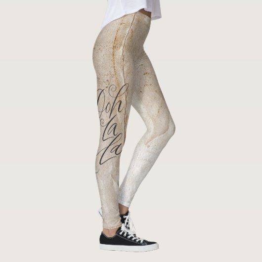 Grunge bedroefd Ooh La Typografie Lettering Leggings (Rechts)