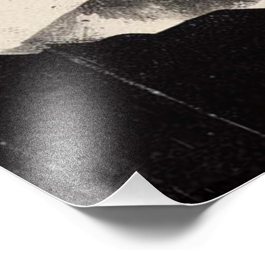 Grunge berglandschap, zwart-witte textuur foto afdruk (Hoek)