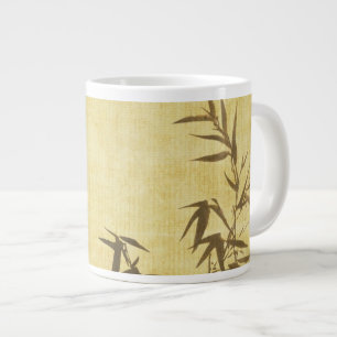 Grunge bevlekte bamboe papier achtergrond grote koffiekop