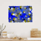 Grunge bijen poster (Keuken)