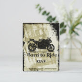 Grunge Biker Huwelijks RSVP Uitnodiging met Foto (Staand voorkant)
