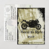 Grunge Biker Huwelijks RSVP Uitnodiging met Foto (Voorkant / Achterkant)