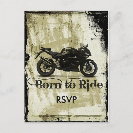 Grunge Biker Huwelijks RSVP Uitnodiging met Foto (Voorkant)