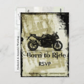 Grunge Biker Wedding RSVP Uitnodiging met foto (Voorkant / Achterkant)