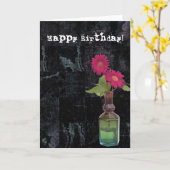 Grunge Birthday Flowers in Vase Kaart (Gele Bloem)