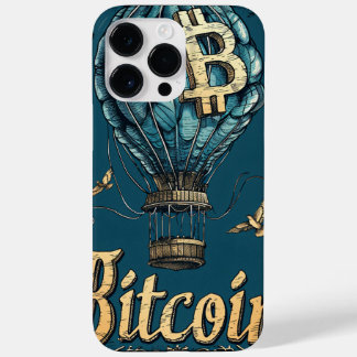 Grunge Bitcoin hot air balloon Blockchain design Case-Mate iPhone 14 Pro Max Hoesje