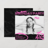 Grunge Black and Pink art photo birthday Kaart (Voorkant / Achterkant)