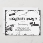 Grunge Black and White Surprise Birthday Party Kaart (Voorkant)