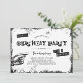 Grunge Black and White Surprise Birthday Party Kaart (Staand voorkant)