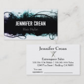 Grunge Black en Blauwgroen Visitekaartje Afsprakenkaartje (Voorkant / Achterkant)