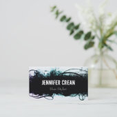 Grunge Black en Blauwgroen Visitekaartje Afsprakenkaartje (Staand voorkant)