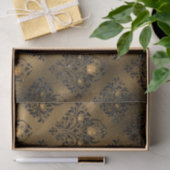 Grunge Black en Gold Roos Damask Tissuepapier (Geschenk)