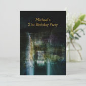 Grunge Black & Gold Metal 21st Birthday Mans Kaart (Staand voorkant)