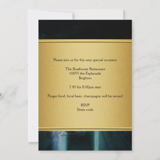 Grunge Black & Gold Metal 21st Birthday Mans Kaart (Achterkant)