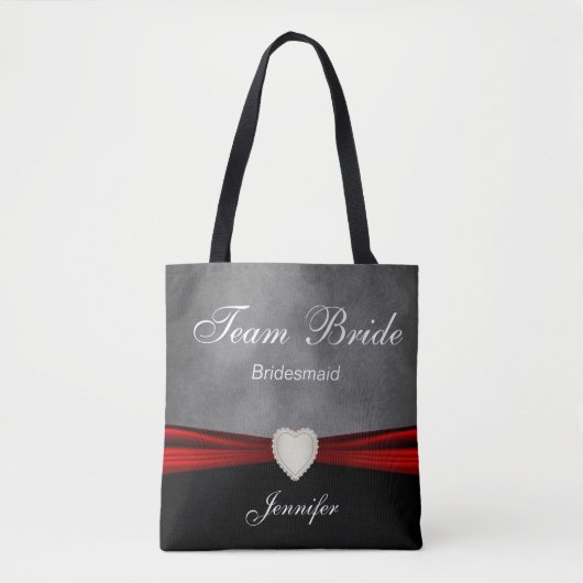 Grunge Black, Gray and Red Team Bride Tote Bag (Voorkant)