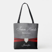Grunge Black, Gray and Red Team Bride Tote Bag (Achterkant)