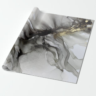 Grunge Black Grey Gold Cadeaupapier