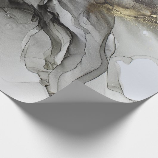 Grunge Black Grey Gold Cadeaupapier (Hoek)