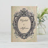 Grunge Black  Lijst Wedding Invitations Kaart (Staand voorkant)