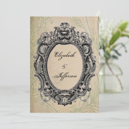 Grunge Black  Lijst Wedding Invitations Kaart (Staand voorkant)