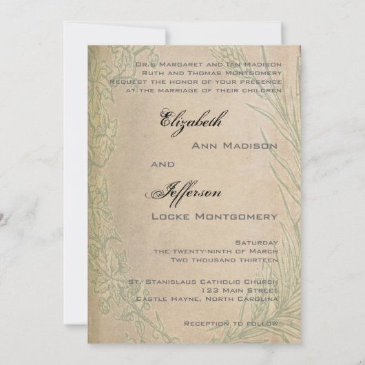 Grunge Black  Lijst Wedding Invitations Kaart (Achterkant)
