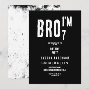 Grunge Black & White Boy Verjaardagsfeest Kaart