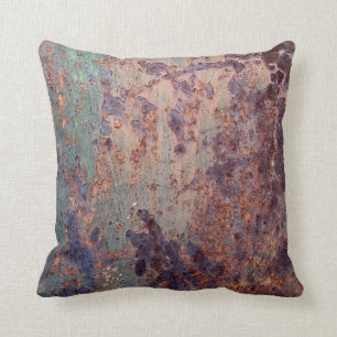 Grunge Blau Roestig Metaal Patroon Kussen