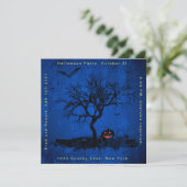 Grunge Blauw Spooky Halloween Feestuitnodiging Kaart (Staand voorkant)