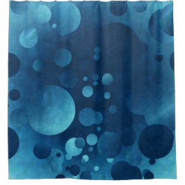 Grunge blauwe geometrische cirkels douchegordijn