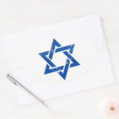 Grunge Blauwe Ster van David Ovale Sticker (Envelop)
