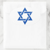 Grunge Blauwe Ster van David Ovale Sticker (Tas)