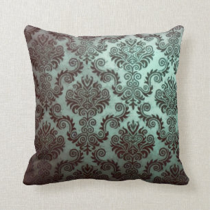 Grunge Blauwgroen Damask Kussen