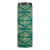  Grunge Blauwgroen en gouden damast Thermosbeker (Achterkant)