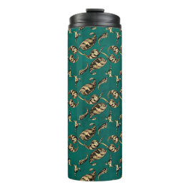 Grunge Blauwgroen en gouden Peacock Paisley Thermosbeker