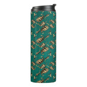  Grunge Blauwgroen en gouden Peacock Paisley Thermosbeker (Gedraaid links)