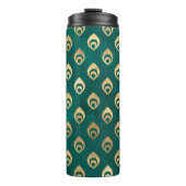  Grunge Blauwgroen en gouden Peacock Thermosbeker (Voorkant)