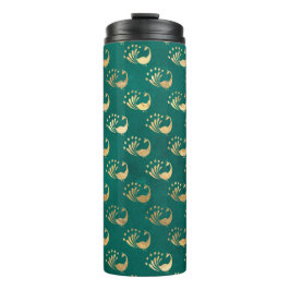 Grunge Blauwgroen en gouden Peacock Thermosbeker